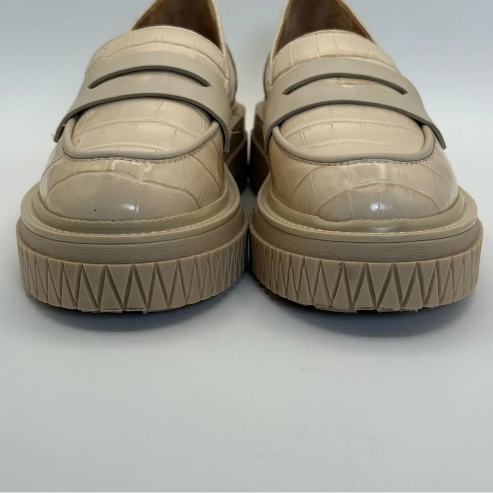 SCHUTZ Viola Croc Embossed Leather Chunky Slip On Loafers Size 8B
